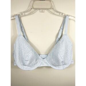 Anne Klein Lace Underwire Bra 42C Baby Blue Unlined Balconette Feminine LOGO